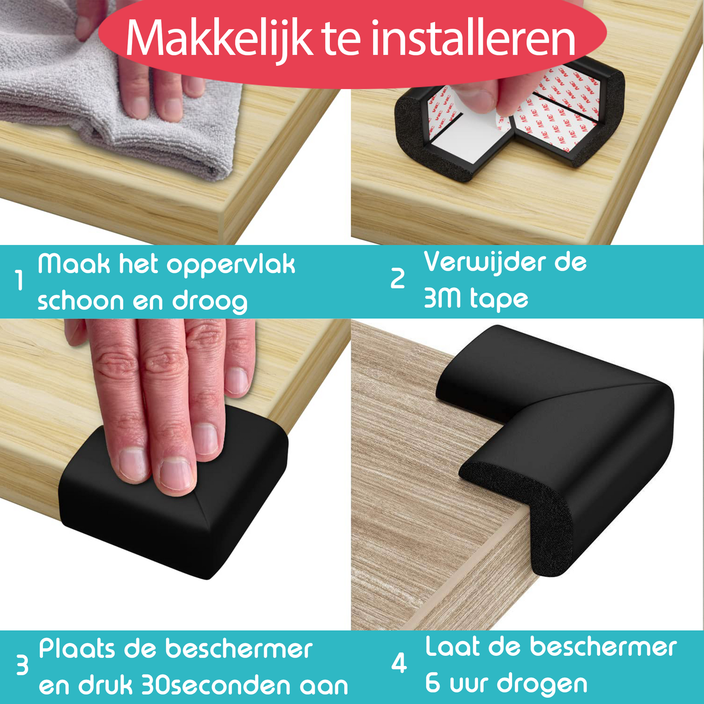 Hoekbeschermers Baby Foam Set van 12 - Bruin