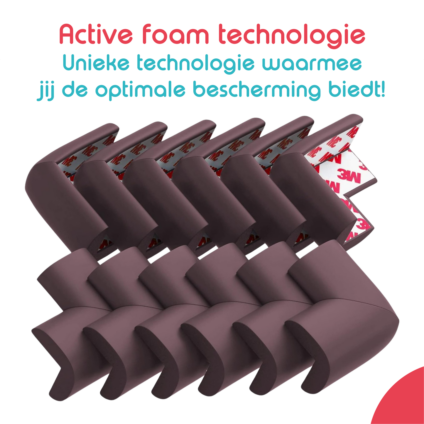 Hoekbeschermers Baby Foam Set van 12 - Bruin