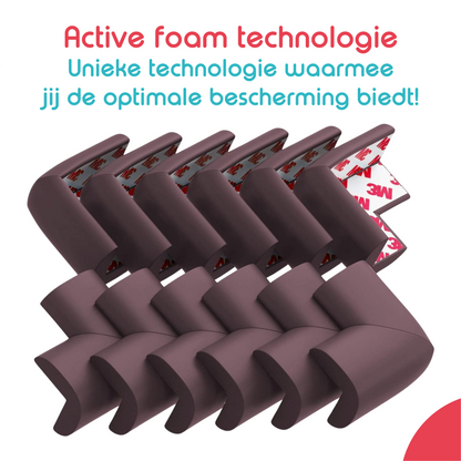 Hoekbeschermers Baby Foam Set van 12 - Bruin