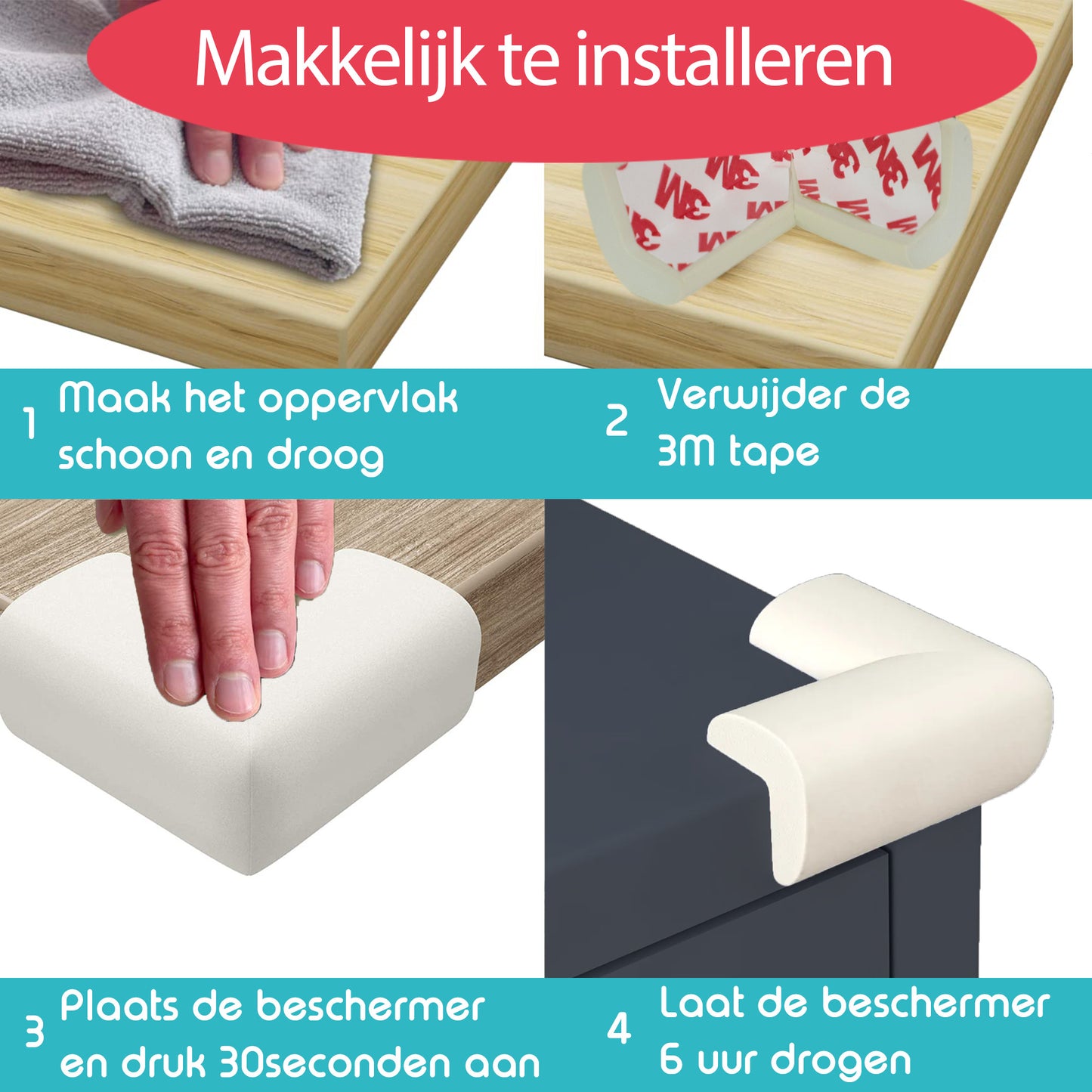 Hoekbeschermers Baby Foam - Set van 12 - Wit