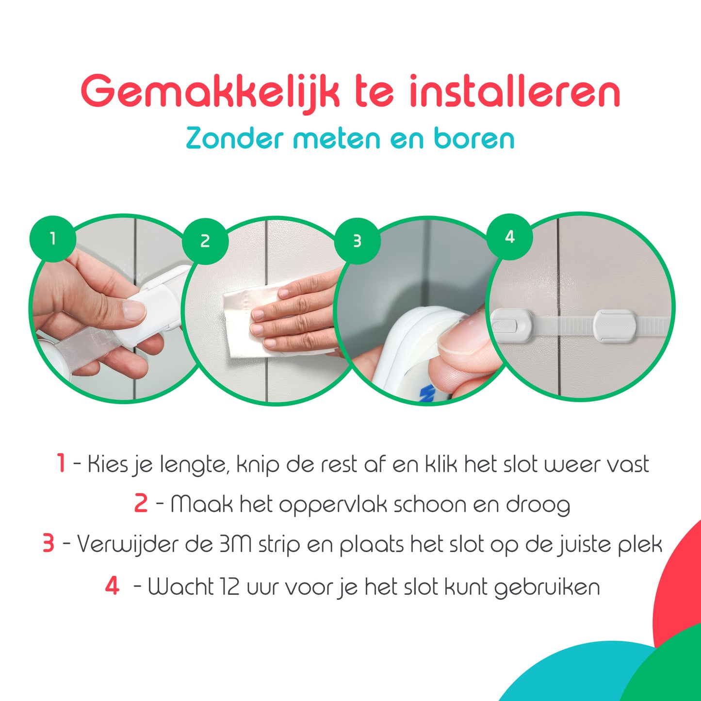 Kinderslot Kast - Kinderbeveiliging Kastjes & Lades - Set van 12 - Wit