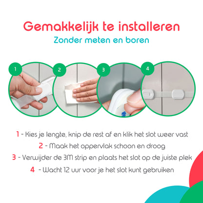 Kinderslot Kast - Kinderbeveiliging Kastjes & Lades - Set van 12 - Wit