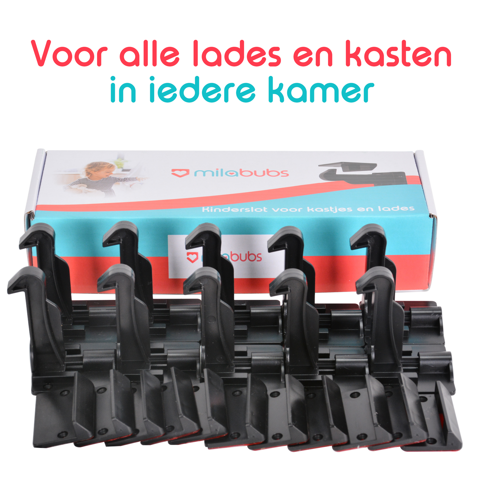 zwarte kinderbeveiliging multifunctioneel: voor keukenkastjes en lades in iedere kamer