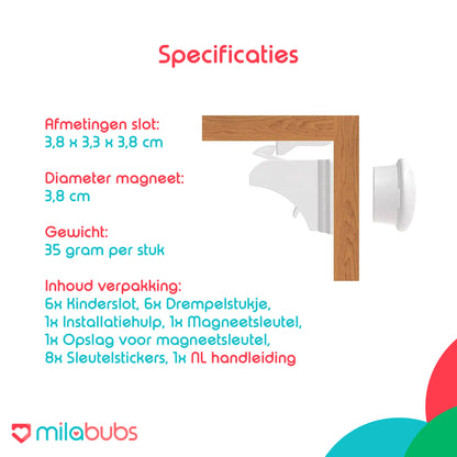 magnetisch kinderslot afmetingen, diameter, gewicht