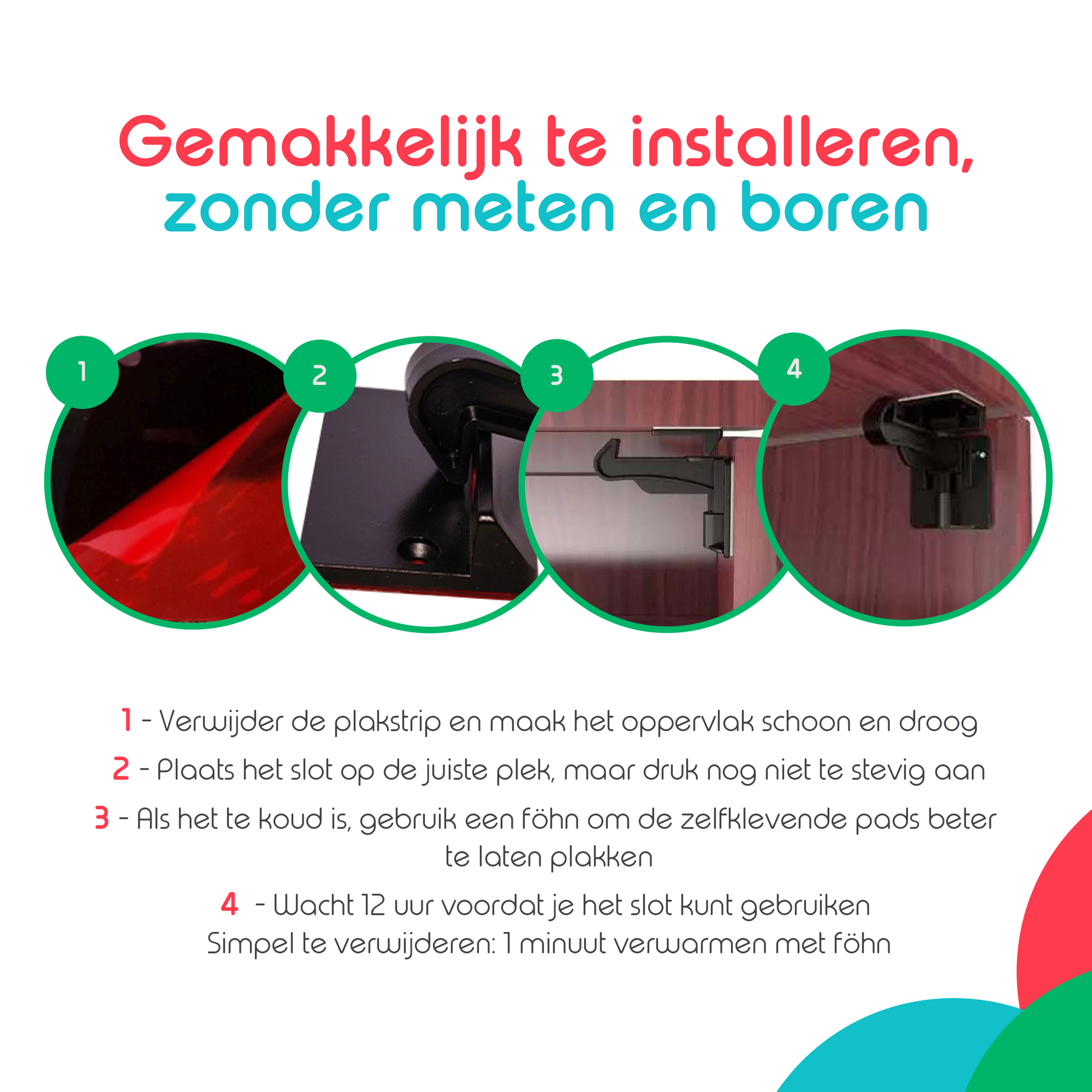 milabubs kindersloten zwart gemakkelijk te installeren, zonder meten en boren