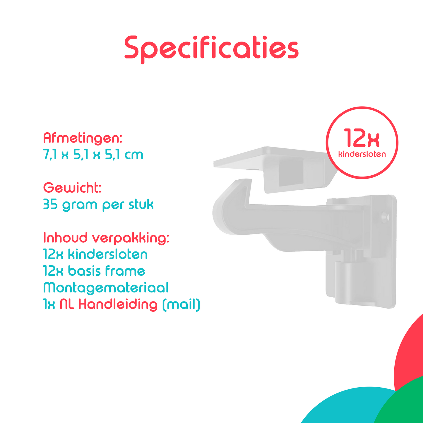 milabubs kinderslot wit afmetingen, gewicht