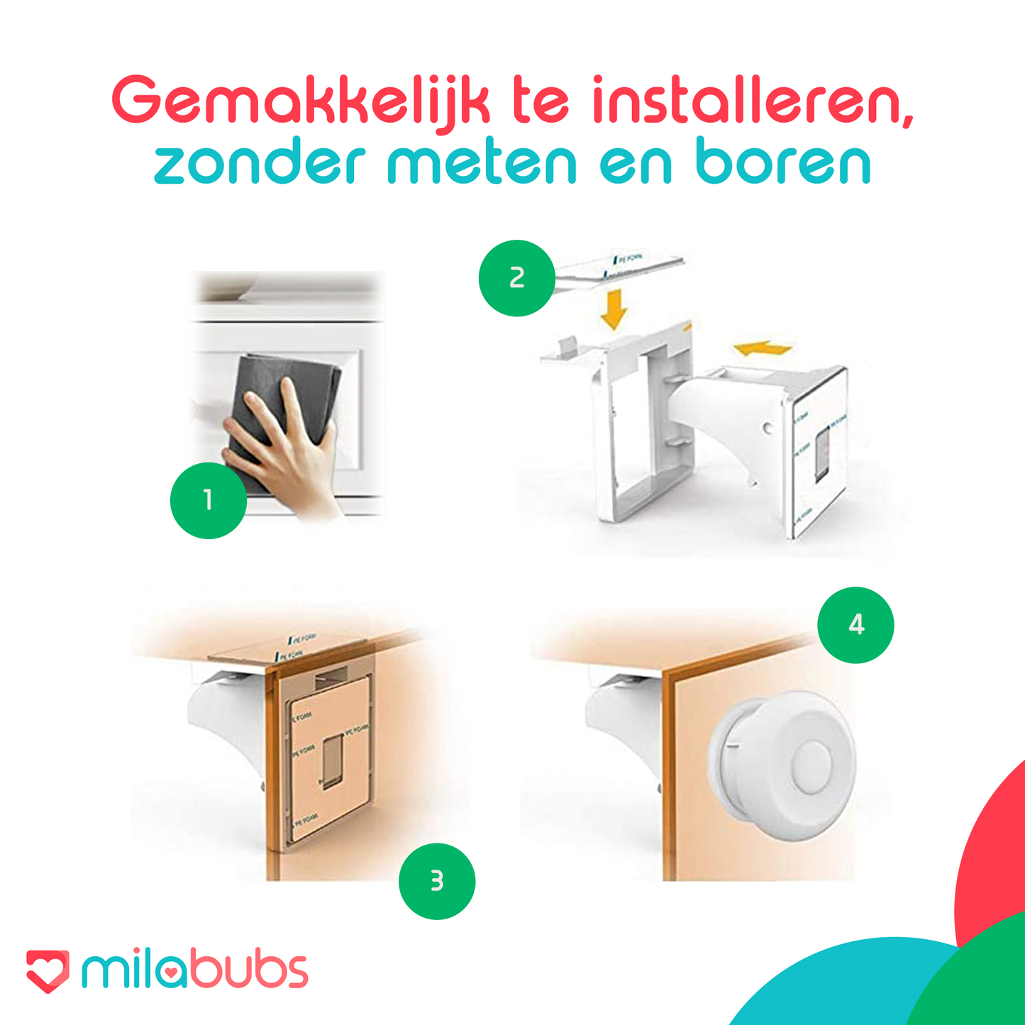 milabubs magneetslot gemakkelijk te installeren, zonder meten en boren